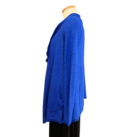 Lilly Pulitzer Chesapeake Cardigan Drape Front Size S Brilliant Blue Open Knit - Picture 2 of 10